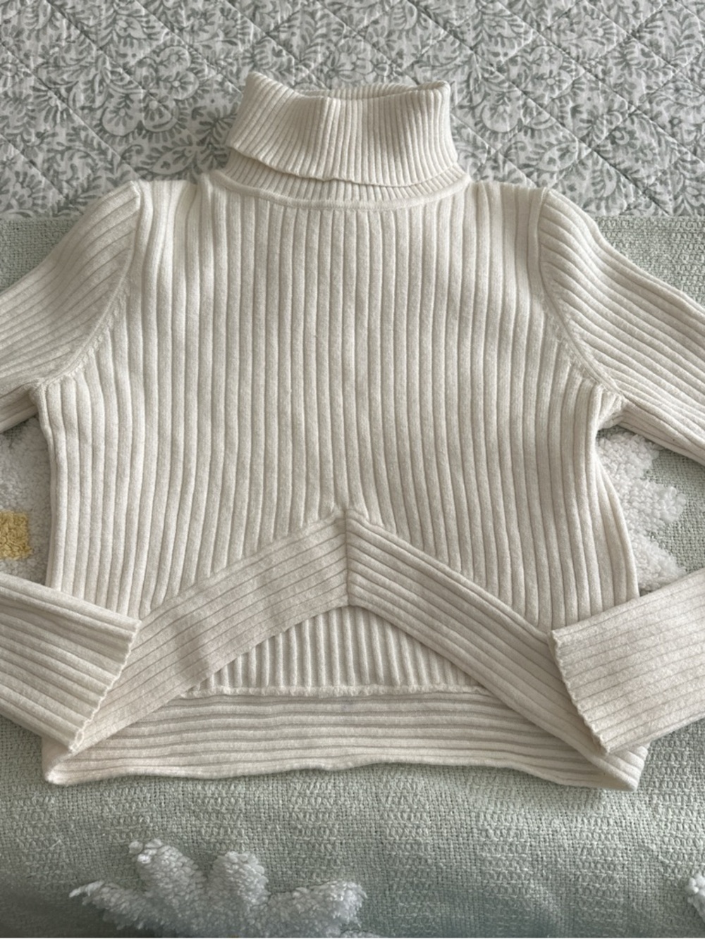 Bershka Cream Ribbed Turtleneck Sweater